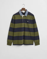 GANT Mens Regular Chambray Stripe Heavy Rugger Moss Green Northern