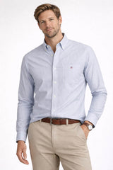 GANT Mens Regular Classic Oxford Stripe Shirt College Blue Northern