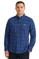 GANT Mens Regular Classic Poplin Check Shirt College Blue Northern