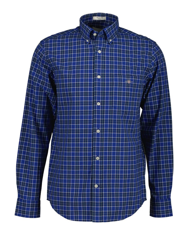 GANT Mens Regular Classic Poplin Check Shirt College Blue Northern