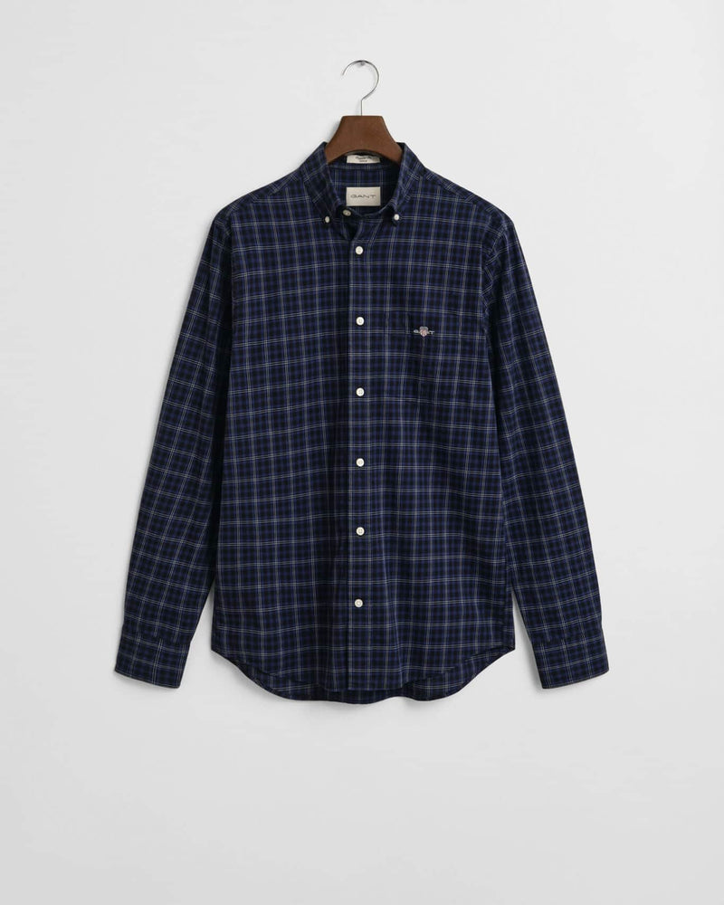 GANT Mens Regular Classic Poplin Check Shirt Persian Blue Northern