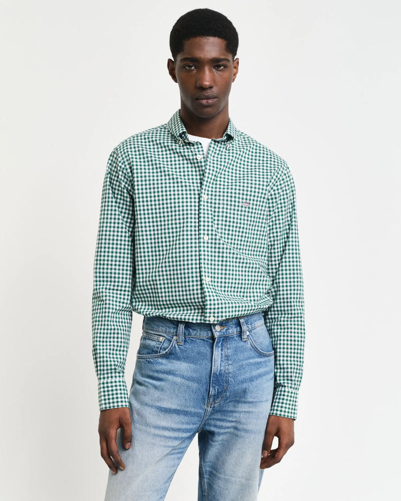 Mens green gingham shirt hotsell