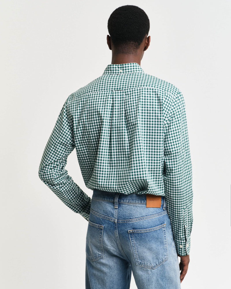 GANT Mens Regular Classic Poplin Gingham Shirt Deep Forest Green
