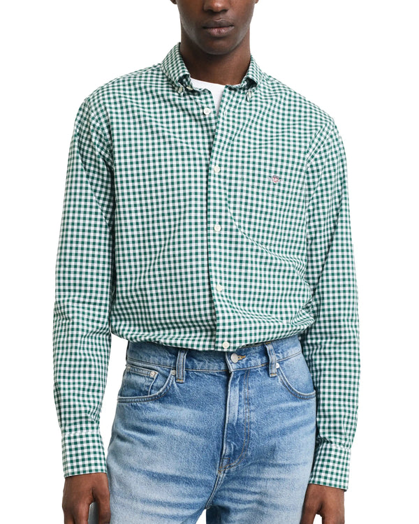 GANT Mens Regular Classic Poplin Gingham Shirt Deep Forest Green