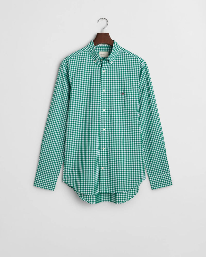 GANT Mens Regular Classic Poplin Gingham Shirt Deep Green Northern