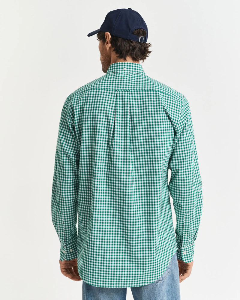 GANT Mens Regular Classic Poplin Gingham Shirt Deep Green Northern