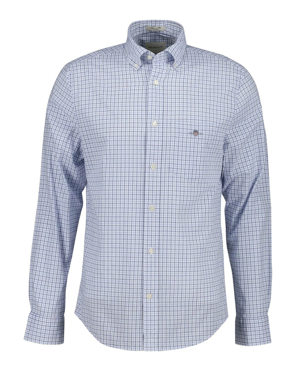 GANT Mens Regular Classic Poplin Micro Check Shirt Clear Sky Northern