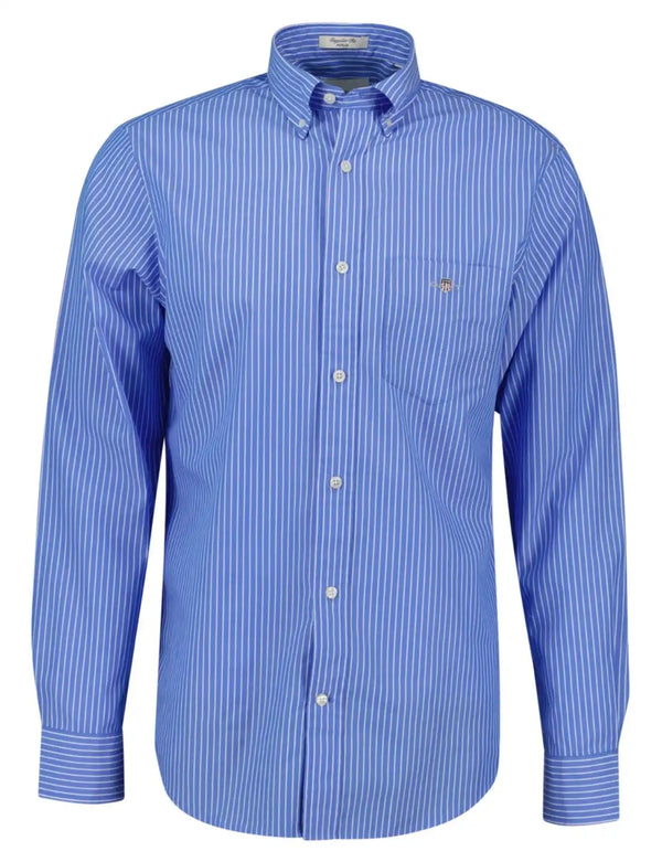 GANT Mens Regular Classic Poplin Stripe Shirt Greece Blue Northern