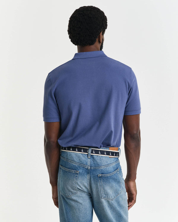 GANT Mens Regular Contrast Pique Polo Dusty Navy Northern Ireland