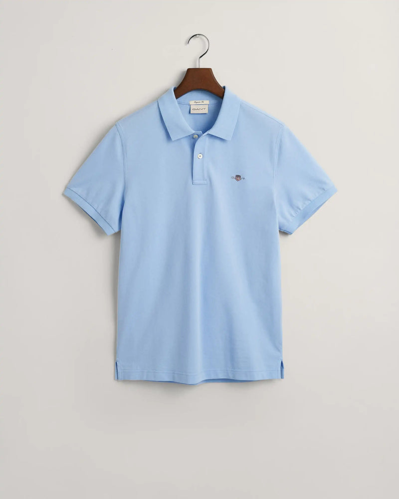 GANT Mens Regular Fit Shield Piqué Polo Shirt Capri Blue Northern
