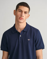 GANT Mens Regular Fit Shield Piqué Polo Shirt Evening Blue Northern