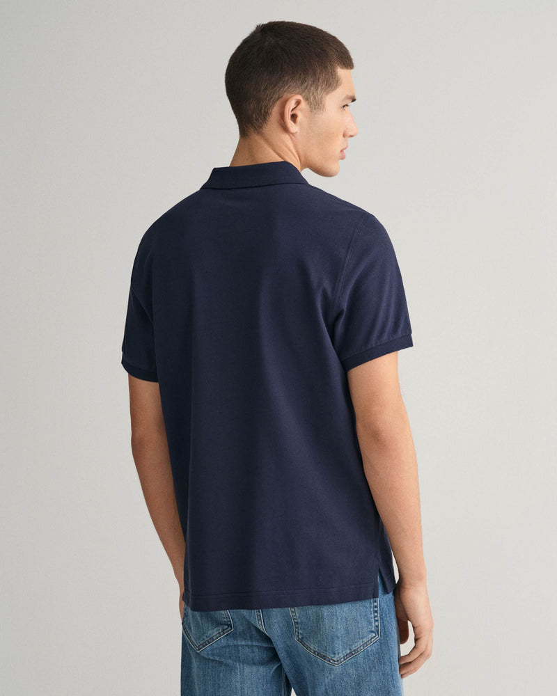 GANT Mens Regular Fit Shield Piqué Polo Shirt Evening Blue Northern