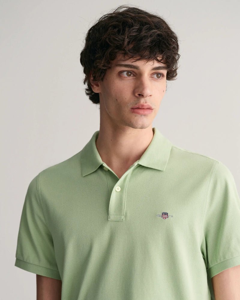 GANT Men’s Regular Fit Shield Pique Polo Shirt Milky Matcha