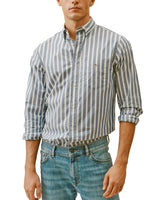 GANT Men’s Regular Fit Wide Striped Poplin Shirt College Blue
