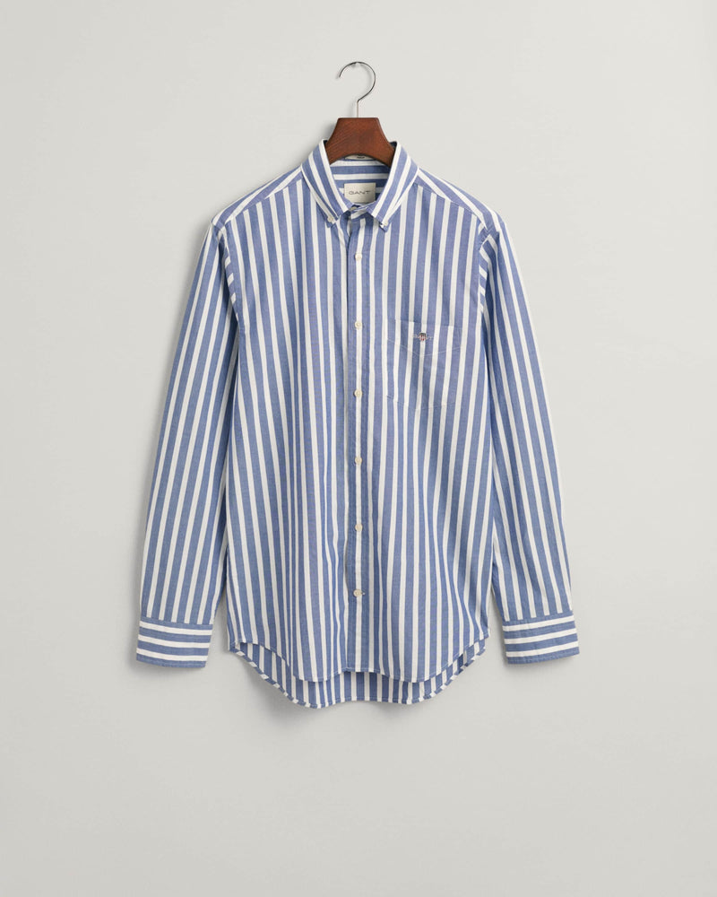 GANT Men’s Regular Fit Wide Striped Poplin Shirt College Blue