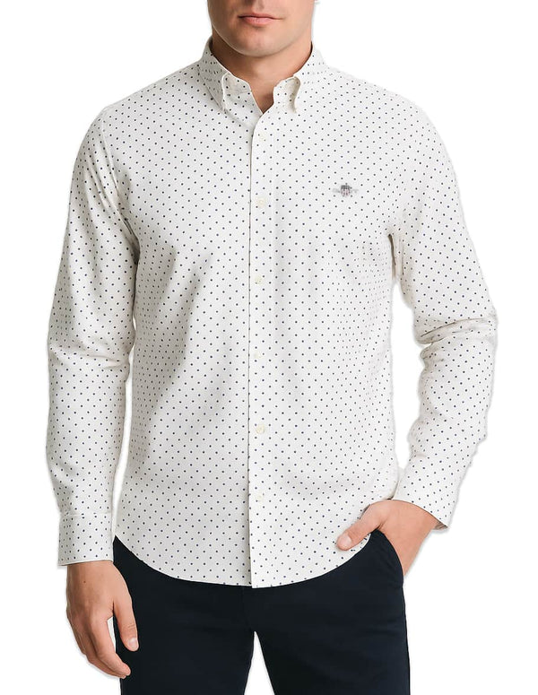 GANT Mens Regular Micro Print Shirt Eggshell Northern Ireland Belfast