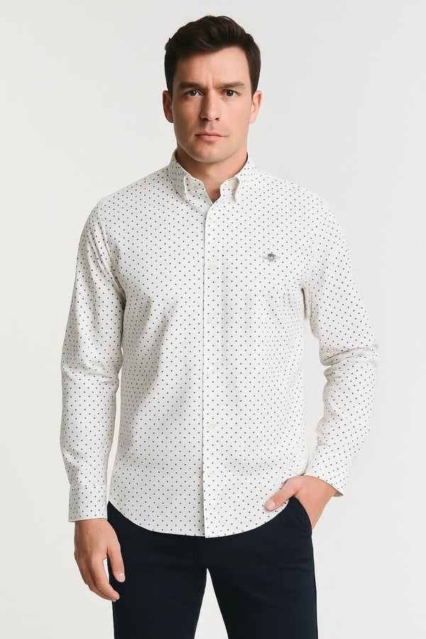 GANT Mens Regular Micro Print Shirt Eggshell Northern Ireland Belfast