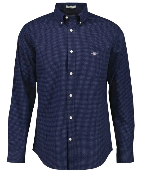 GANT Mens Regular Micro Print Shirt Evening Blue Northern Ireland