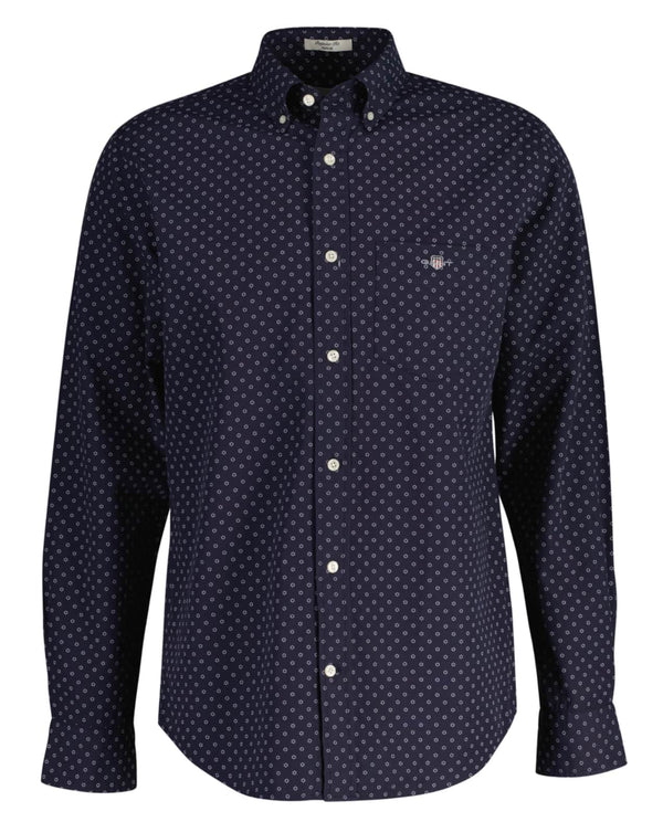 GANT Mens Regular Micro Print Shirt Evening Blue Northern Ireland