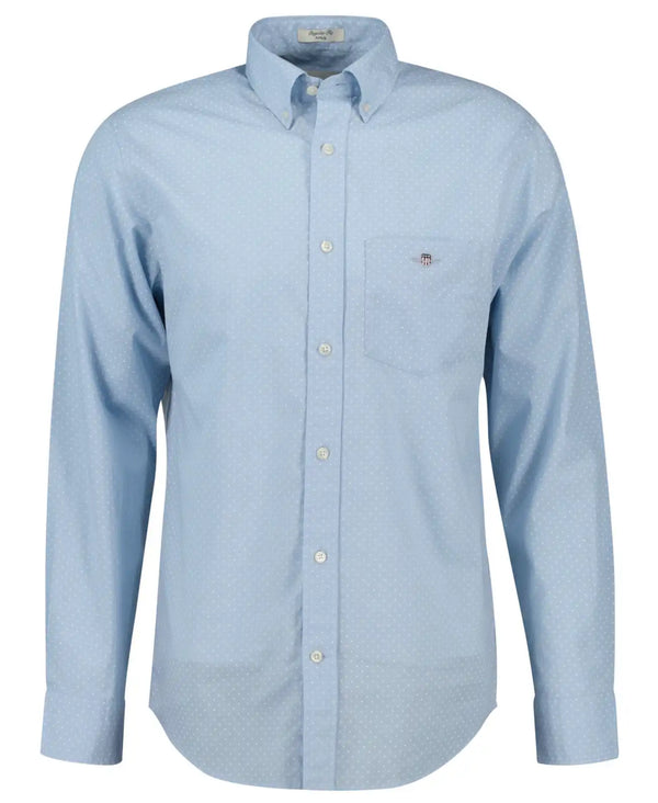 GANT Mens Regular Micro Print Shirt Fresh Blue Northern Ireland