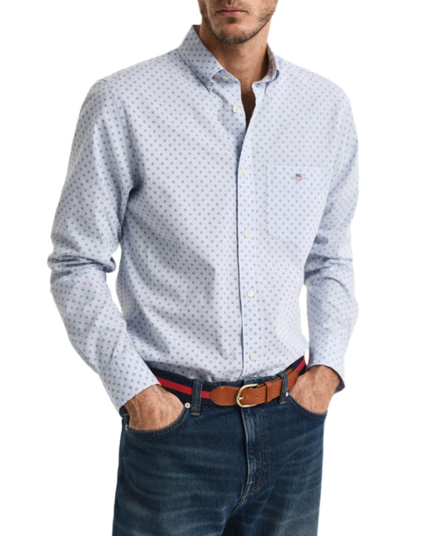 GANT Mens Regular Micro Print Shirt Light Blue Northern Ireland