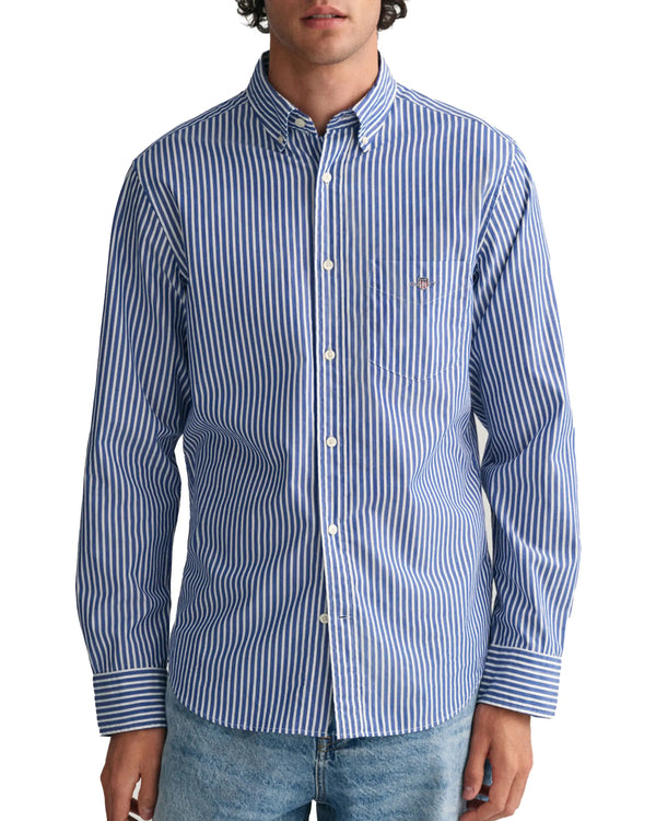 GANT Mens Regular Poplin Stripe Shirt College Blue Northern Ireland