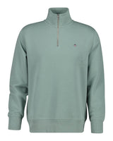 GANT Mens Regular Shield Half Zip Sweatshirt Ceramic Grey Northern