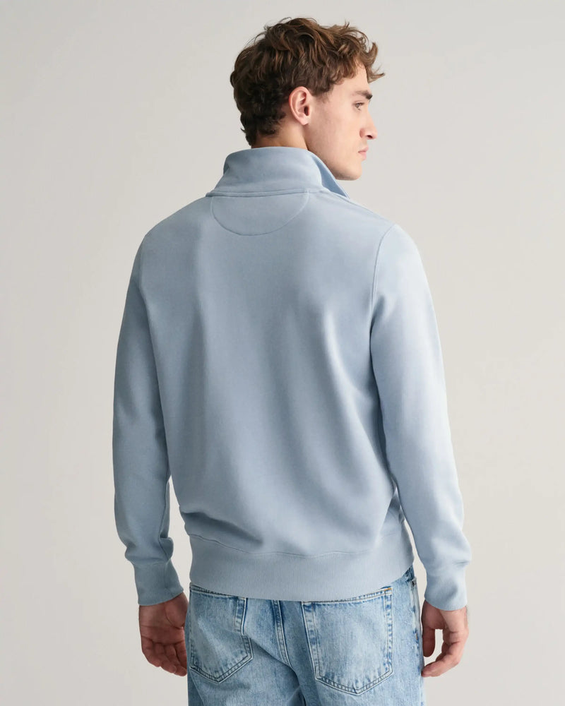 GANT Mens Regular Shield Half Zip Sweatshirt Dove Blue Northern