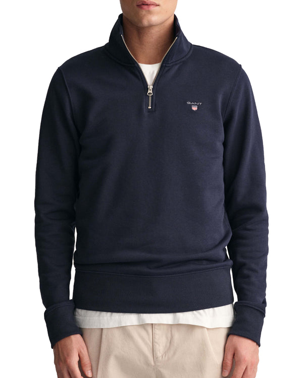 GANT Mens Original Half Zip Sweatshirt Evening Blue Ballynahinch