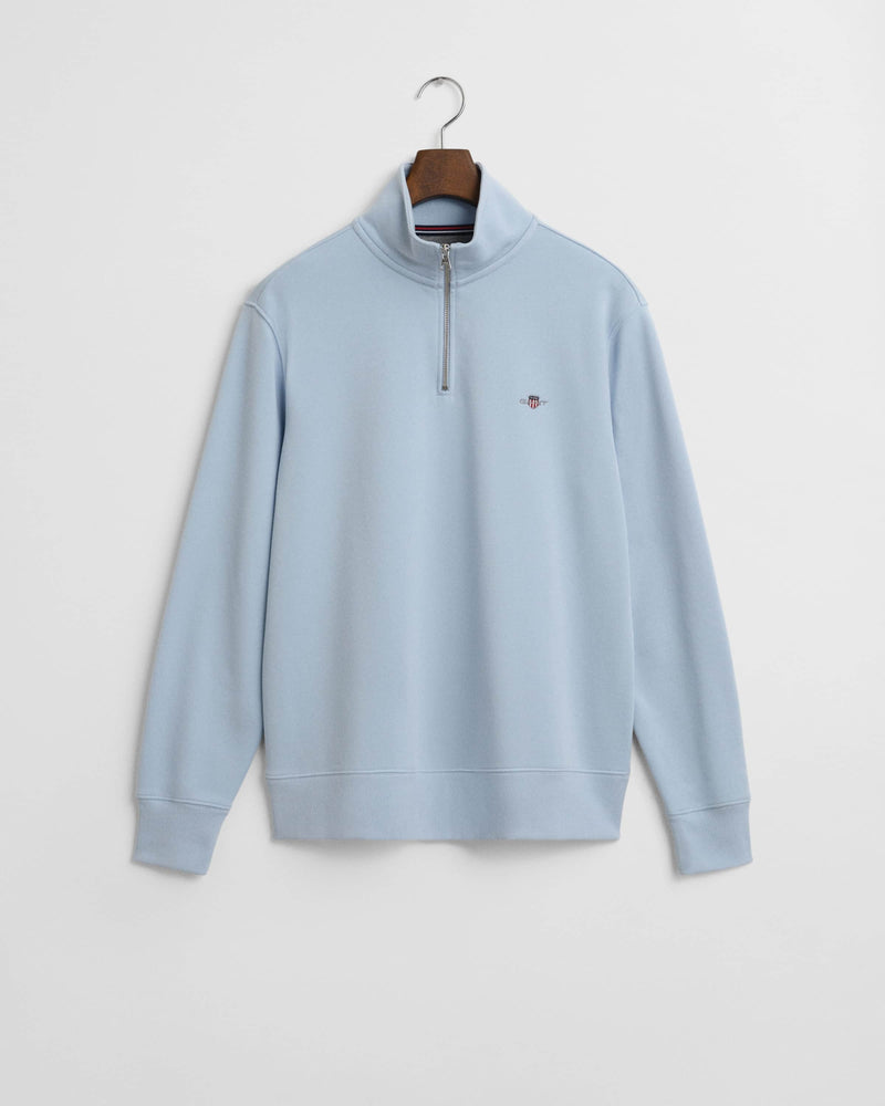GANT Mens Regular Shield Half Zip Sweatshirt Fresh Blue Northern