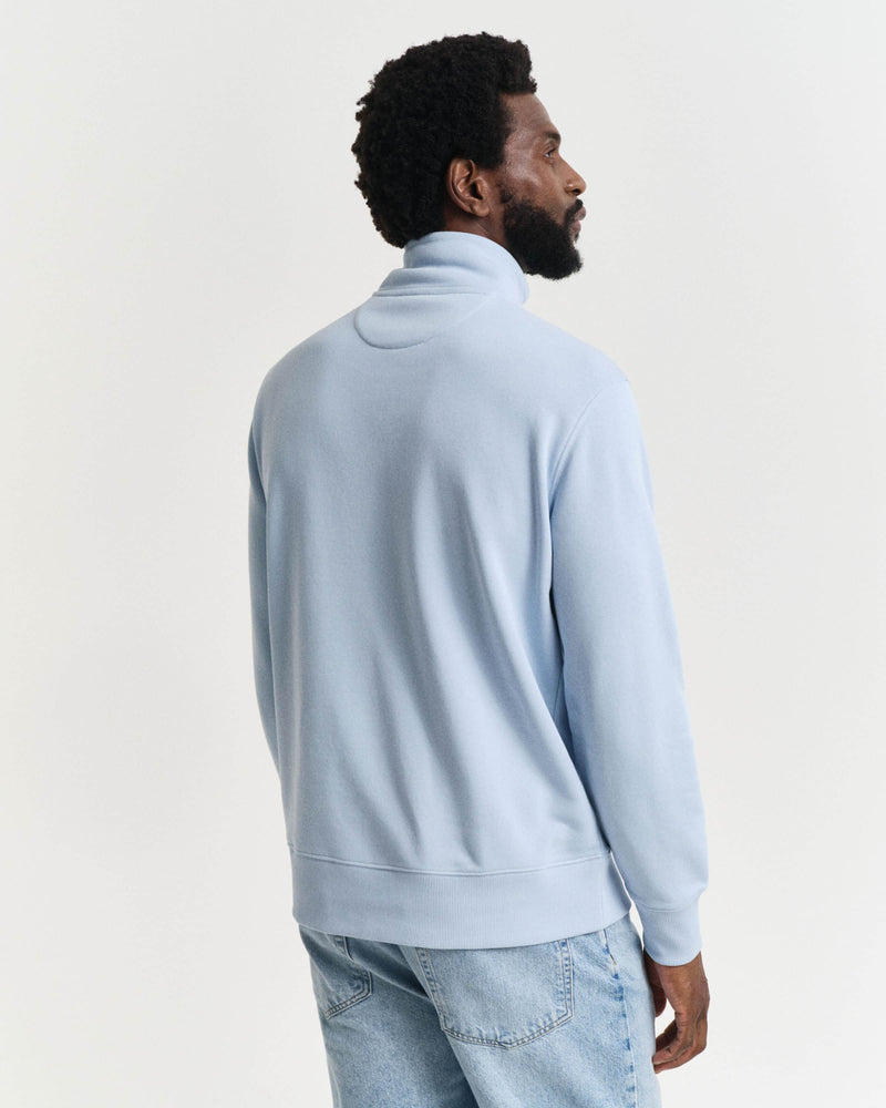GANT Mens Regular Shield Half Zip Sweatshirt Fresh Blue Northern