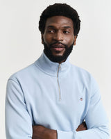 GANT Mens Regular Shield Half Zip Sweatshirt Fresh Blue Northern