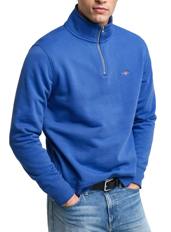 GANT Mens Regular Shield Half Zip Sweatshirt Lapis Blue Northern