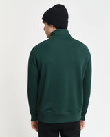 GANT Mens Regular Shield Half Zip Sweatshirt Tartan Green Northern