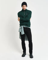 GANT Mens Regular Shield Half Zip Sweatshirt Tartan Green Northern