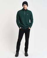 GANT Mens Regular Shield Half Zip Sweatshirt Tartan Green Northern