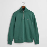 GANT Mens Regular Shield Half Zip Sweatshirt Woody Green Northern