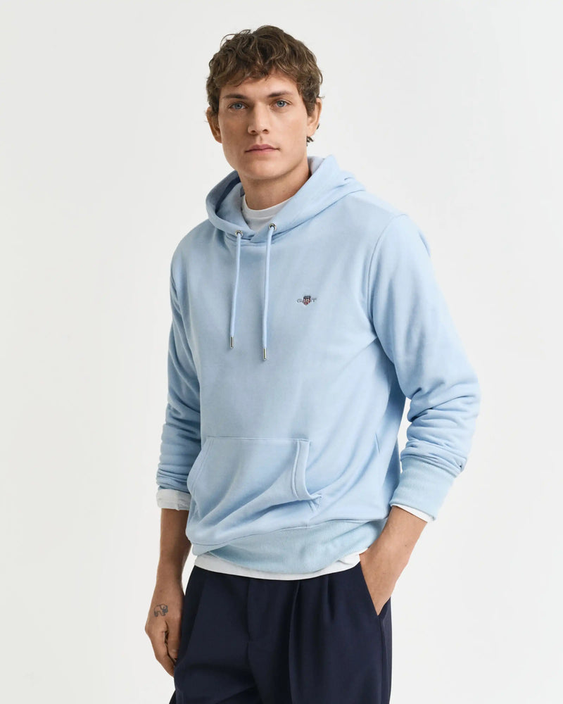 GANT Mens Regular Shield Hoodie Fresh Blue Northern Ireland Belfast