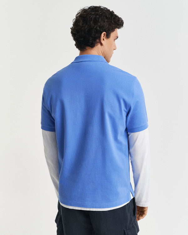 GANT Mens Regular Shield Pique Polo Shirt Perfect Blue Northern