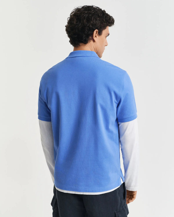 GANT Mens Regular Shield Pique Polo Shirt Perfect Blue Northern