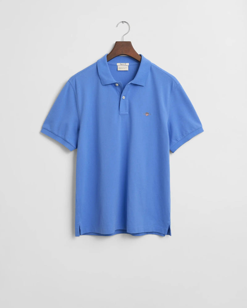 GANT Mens Regular Shield Pique Polo Shirt Perfect Blue Northern