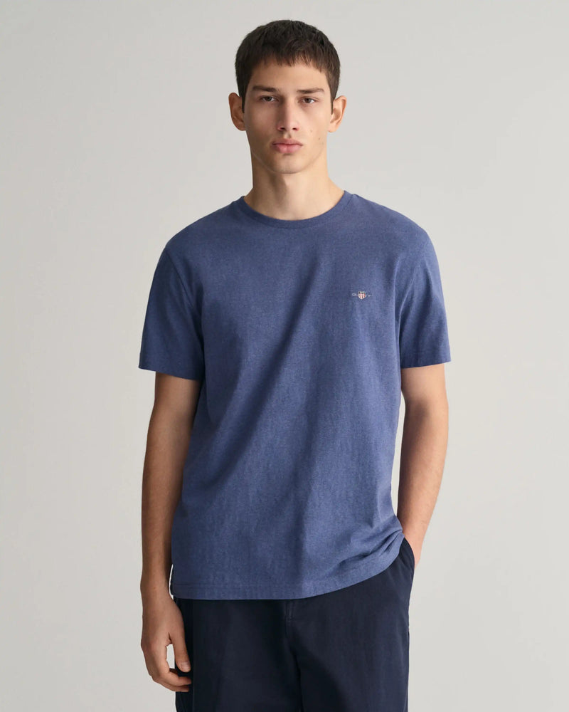 GANT Men’s Regular Shield Short Sleeve T-Shirt Dark Jeans Blue