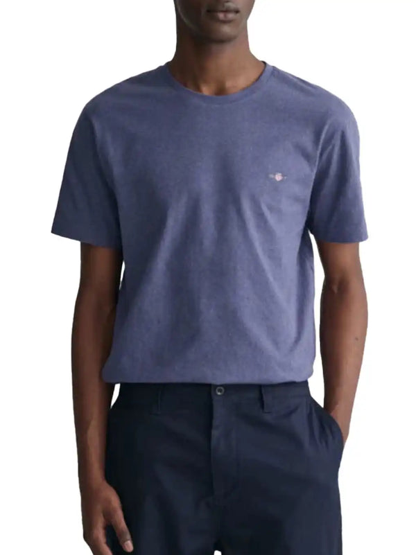 GANT Men’s Regular Shield Short Sleeve T-Shirt Dark Jeans Blue