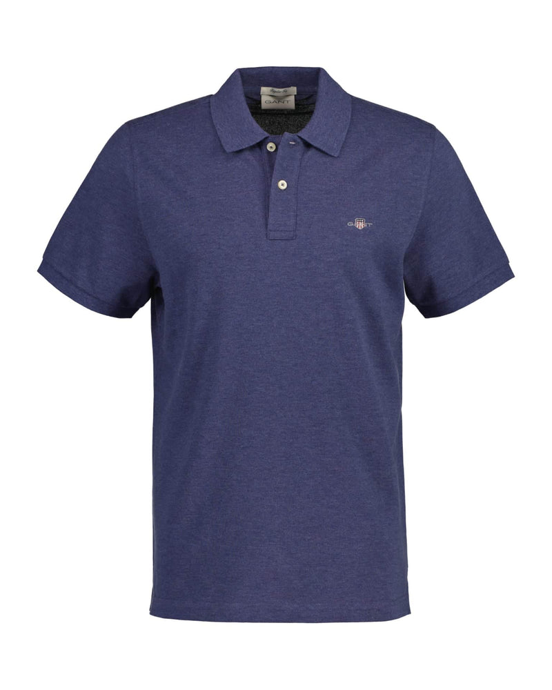 GANT Heren Cotton Pique C-Neck Trui, Evening Blue GANT Heren Cotton Pique C-Neck Trui, Evening Blue