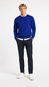 GANT Mens Shield Crew Neck Sweater Crisp Blue Northern Ireland Belfast