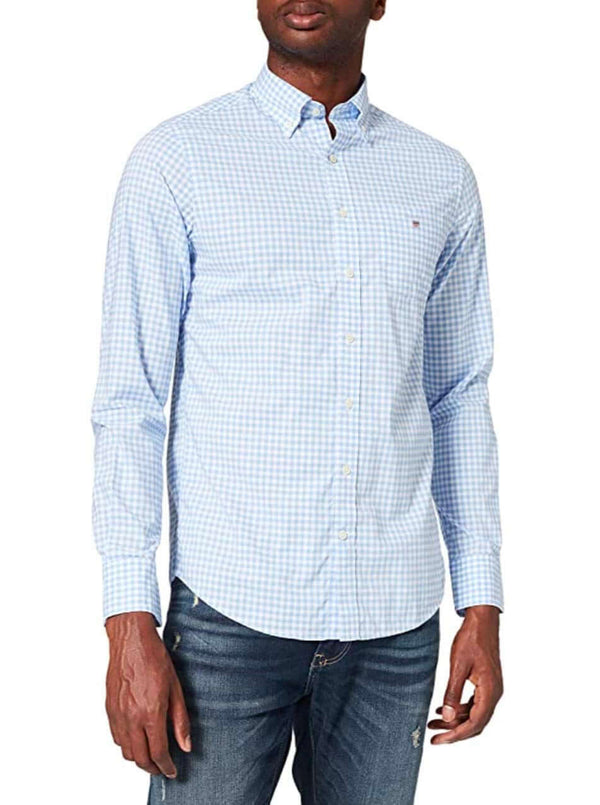 GANT Shirt Regular Fit Gingham Broadcloth Capri Blue - 