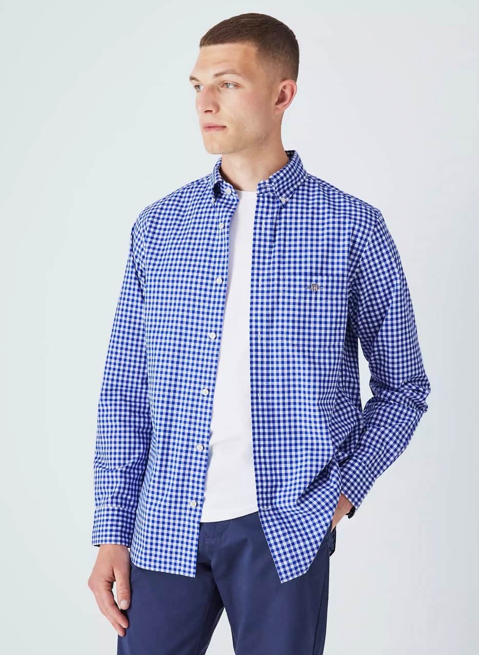 GANT Reg Broadcloth Gingham Ss Bd heren Overhemd GANT Reg Broadcloth Gingham Ss Bd heren Overhemd