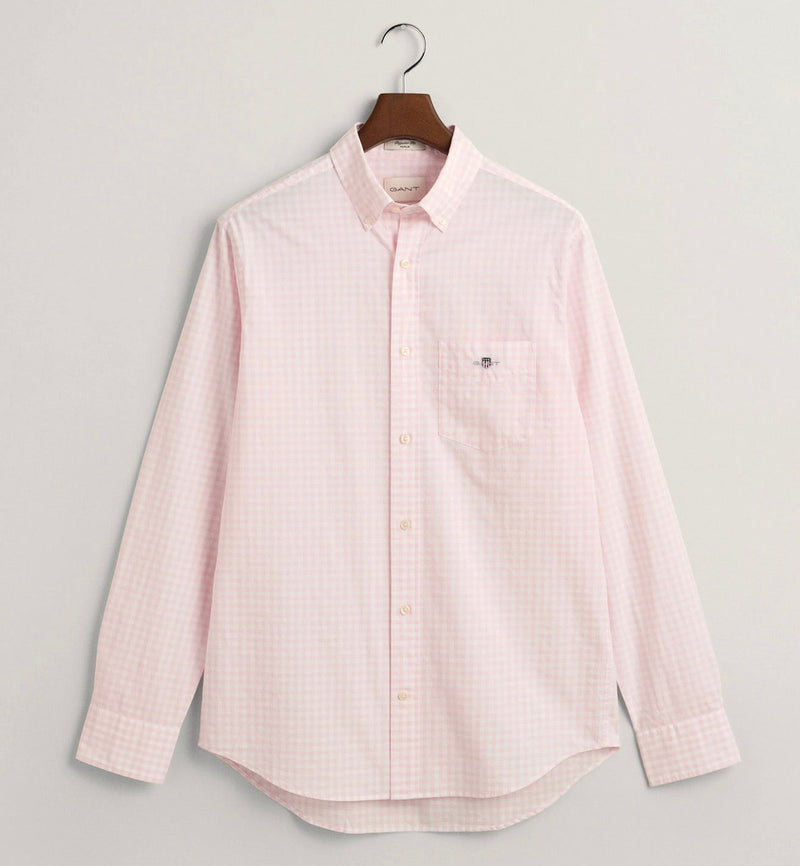 GANT Mens Shirt Regular Fit Gingham Broadcloth Light Pink Northern