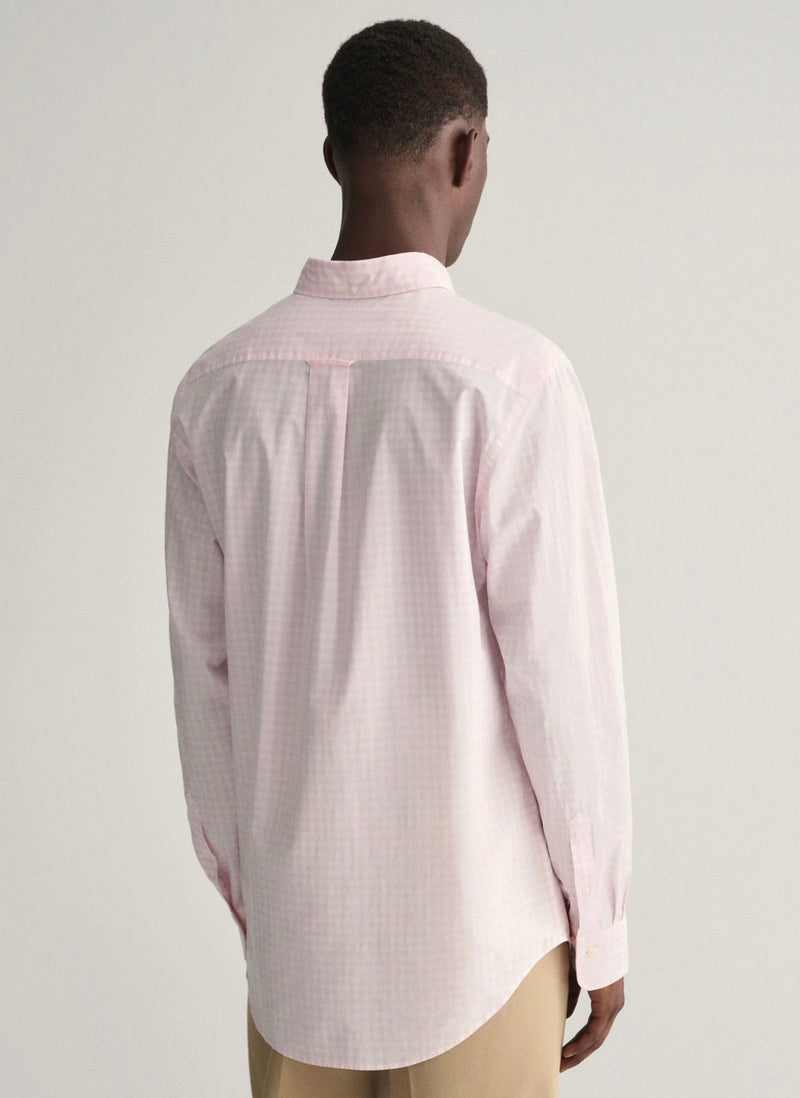 GANT Mens Shirt Regular Fit Gingham Broadcloth Light Pink Northern