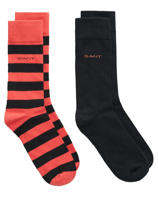 GANT Men’s Socks 2-Pack Barstripe & Solid Sunset Pink Northern